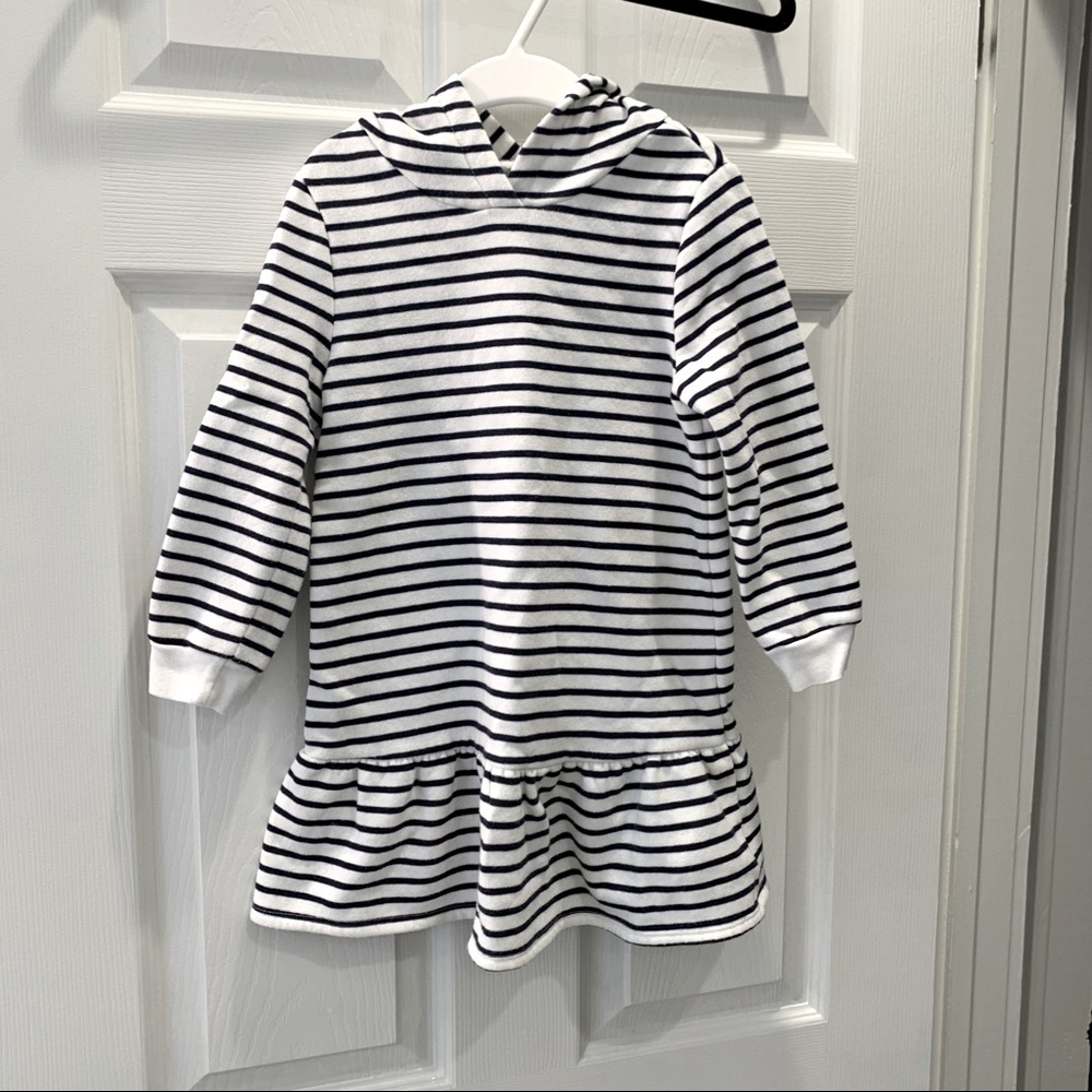 Old Navy Striped Ruffle Sweatshirt Dress- 4T